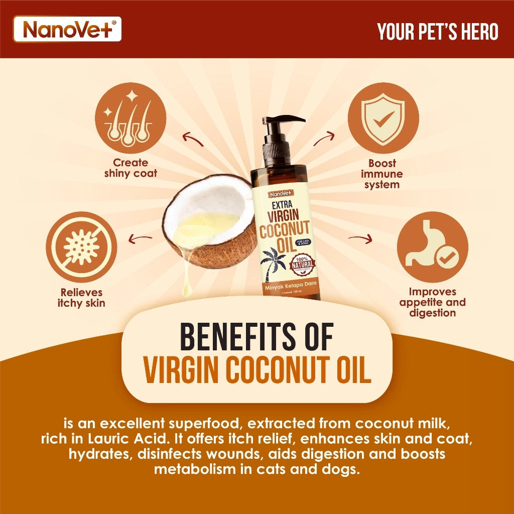 NANOVET EXTRA VIRGIN COCONUT OIL 100/250ML