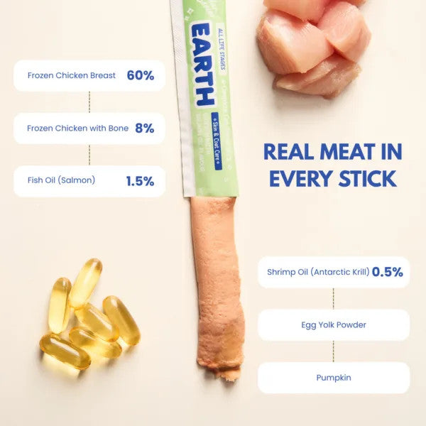 TWISSK EARTH CAT PUREE STICK - CHICKEN & SALMON OIL 15G*6 STICKS