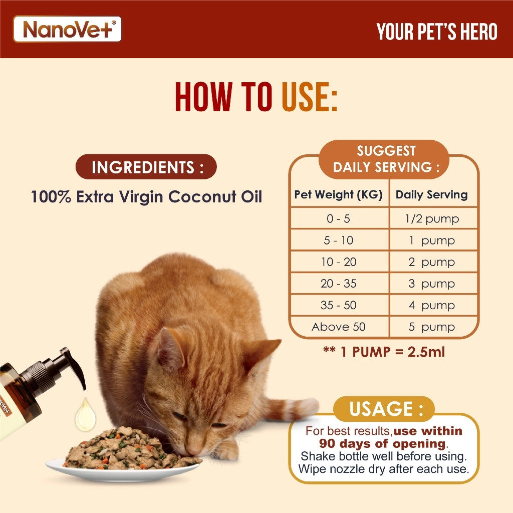 NANOVET EXTRA VIRGIN COCONUT OIL 100/250ML