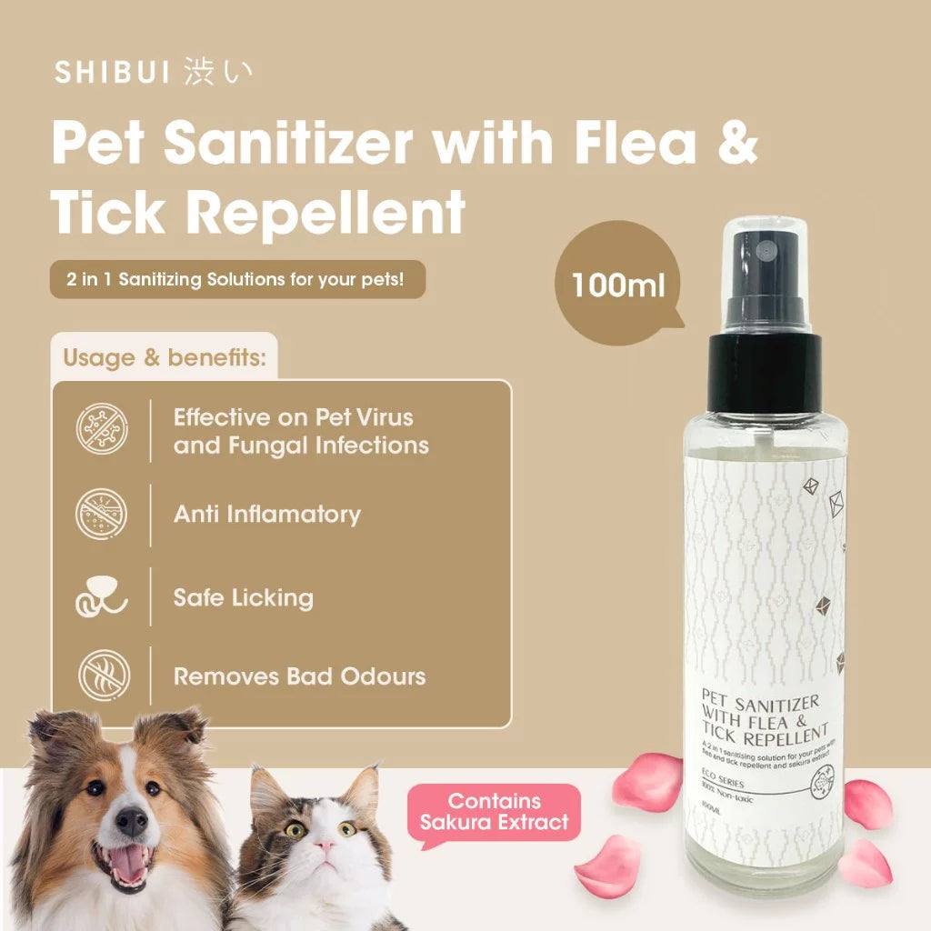 SHIBUI Pet Sanitizer With Flea & Tick Repellent | Non Toxic Remove Odour Pet Safe 宠物虱蚤清驱虫喷雾