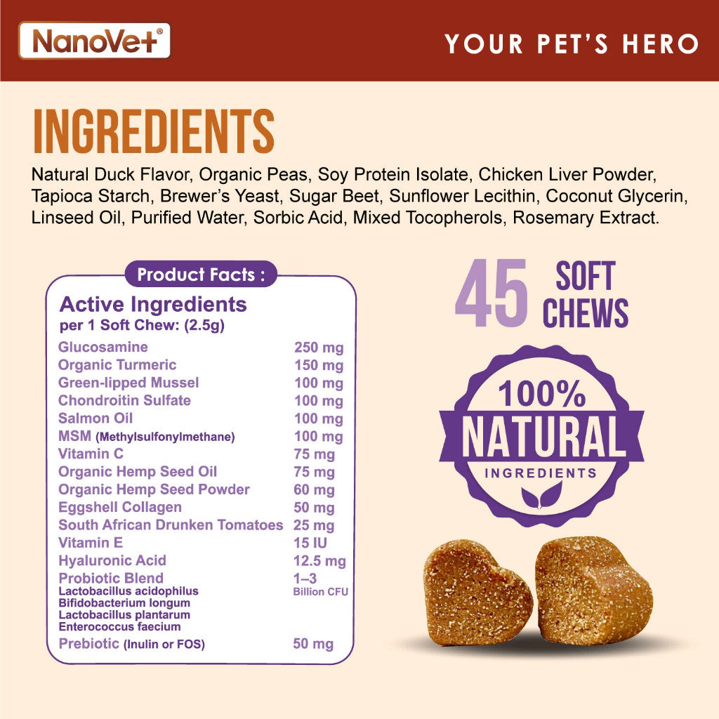 NANOVET HIP + JOINT CHEW (45 CHEW)