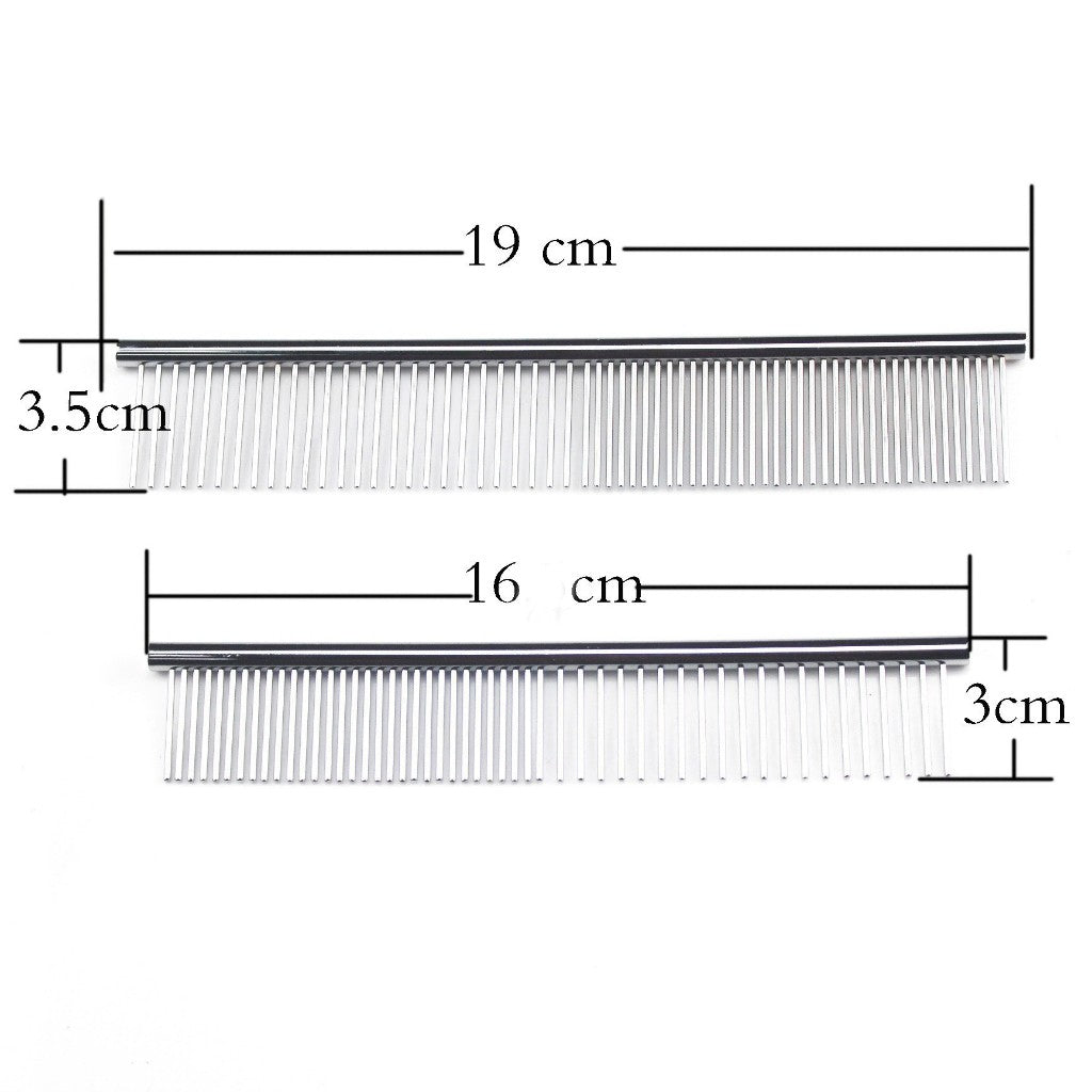 19CM Pet Grooming Comb | Stainless Steel Straight Comb for Daily Pet Care for Cats & Dogs 宠物猫狗美容直排梳