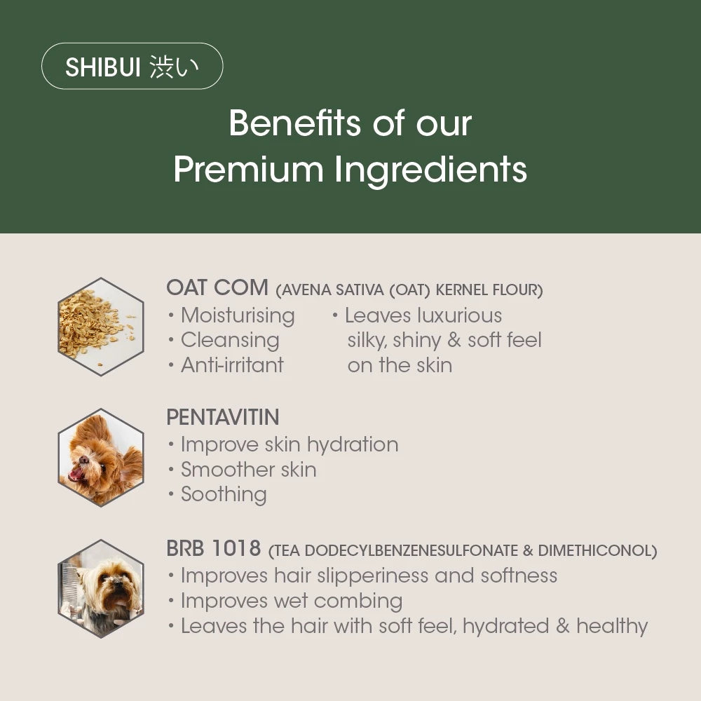 SHIBUI 3IN1 OAT SHAMPOO 500ML | Gentle Cleansing | Skin & Coat Care 燕麦宠物保湿沐浴露