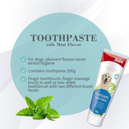 BIOLINE Dog Toothpaste Set 100g Mint or Orange Flavour