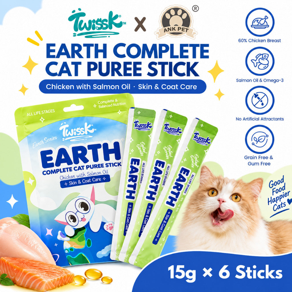 TWISSK EARTH CAT PUREE STICK - CHICKEN & SALMON OIL 15G*6 STICKS