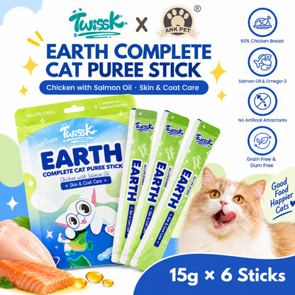TWISSK EARTH CAT PUREE STICK - CHICKEN & SALMON OIL 15G*6 STICKS