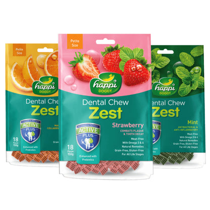 HAPPI DOGGY ZEST / CARE DENTAL CHEW 4" 6PCS / 2.5" 18PCS