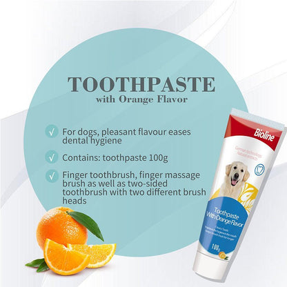 BIOLINE Dog Toothpaste Set 100g Mint or Orange Flavour