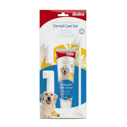 BIOLINE Dog Toothpaste Set 100g Mint or Orange Flavour