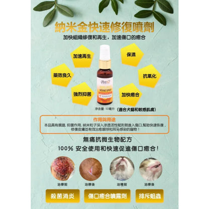 Petto Nano Gold Wound Spray 50ML