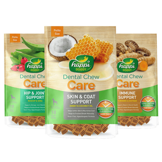 HAPPI DOGGY ZEST / CARE DENTAL CHEW 4" 6PCS / 2.5" 18PCS