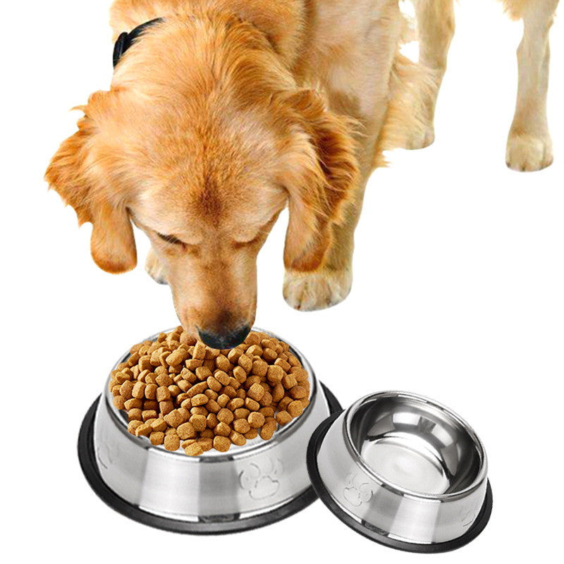 不锈钢狗碗宠物用品防打翻猫碗加厚宠物碗易清洗大型犬防滑狗盆  Stainless Steel Pet Bowl Water Dish Pet Travel Food Feeding Bowl Dog Cat Bowl