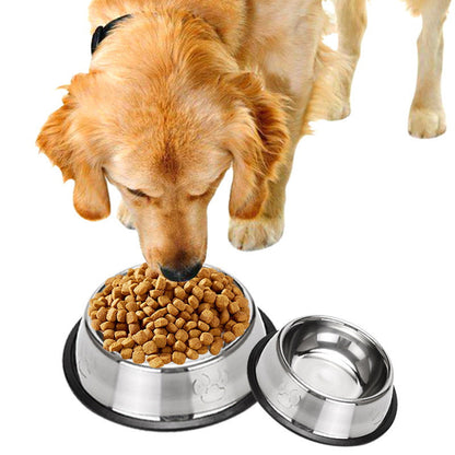不锈钢狗碗宠物用品防打翻猫碗加厚宠物碗易清洗大型犬防滑狗盆  Stainless Steel Pet Bowl Water Dish Pet Travel Food Feeding Bowl Dog Cat Bowl