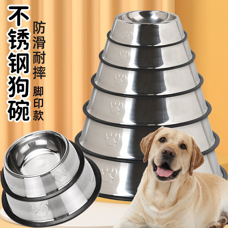 不锈钢狗碗宠物用品防打翻猫碗加厚宠物碗易清洗大型犬防滑狗盆  Stainless Steel Pet Bowl Water Dish Pet Travel Food Feeding Bowl Dog Cat Bowl